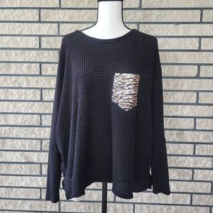 Fantastic Fawn Oversize Long Sleeves Knitted Top Size Small